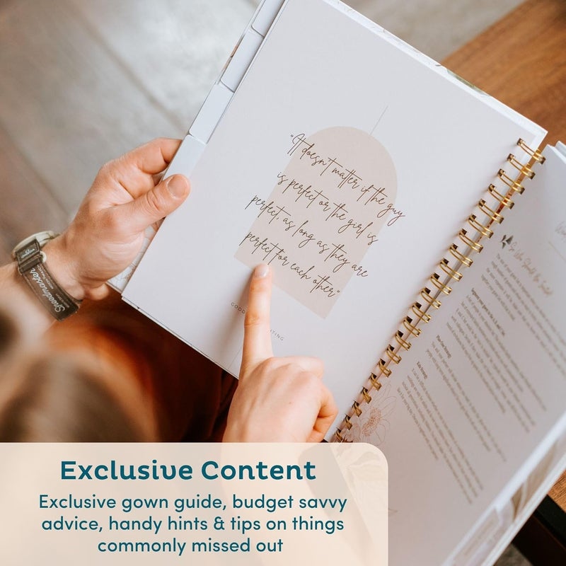 Nook Theory كتاب ومنظم حفلات الزفاف الفاخر من الكتان الخالد – كتاب تخطيط الزفاف، تذكار شامل ومجلد العد التنازلي، هدية مثالية للخطوبة للنساء، 11" × 9" (كريم) - Image 4